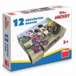 drevené licenčné kocky Mickey Mouse – 12 kociek