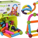 Veľká sada magnetických kociek v úložnom boxe 64 kusov