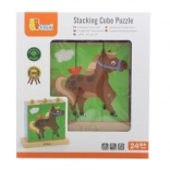 VIGA nasúvacie kocky – domáce zvieratká (9 kociek)
