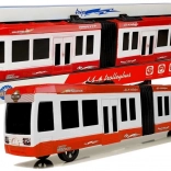 Kĺbový autobus so zotrvačníkom červený