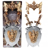 Detská Rytierová Sada Štít S Dvoma Mečmi A Maskou Zlatý Orol