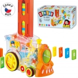 Transparentná lokomotíva s dominom a svetlom pre deti