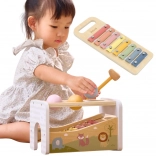 viga drevená vyťukávacia lavica a xylofón 2v1