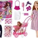 Bábika Lucy Tehotná s Dieťaťom a Kočíkom