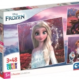 Puzzle 3×48 dielikov DISNEY FROZEN – sada štvorcových skladačiek