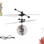 Lietajúca vrtuľníková guľa s LED svetlom a ovládaním rukou