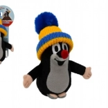 krtek s modro‑žltým kulichom plyšák 15 cm