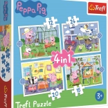 Puzzle 4v1 Prasiatko Peppa pre deti 3+