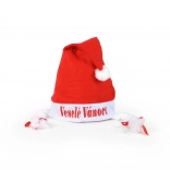 Vianočná čiapka s bielymi vrkôčikmi