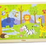 Drevené puzzle 24 dielikov - zoo