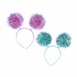 Party čelenka s trblietavými pom-pom guľami