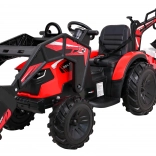 Detský traktor na jazdu s prívesom červený