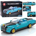 Stavebnica technic – modrý retro kabriolet so zlatými kolesami, 417 dielikov