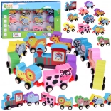 Drevený farebný vláčik so zvieratkami