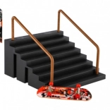 Prstový skateboard so schodmi a zábradlím 9 cm