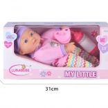 Bábika bábätko 30 cm v oblečení s doplnkami