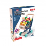 Detský nákupný vozík s potravinami a krájacím príslušenstvom