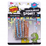 Pruhovaná kancelárska sponka 20 ks, 50 mm