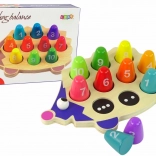 Drevený ježko – vzdelávacia hračka s 10 farebnými kolíčkami