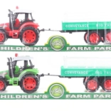 Plastový traktor so zotrvačníkom a prívesom 32 cm