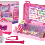 Ružový detský kufrík na manikúru s nálepkami a tipmi