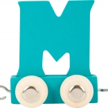 Small Foot drevený vagónik s písmenom M – farebná abeceda