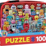 Puzzle v termo desiatovom boxe Roboty 100 dielikov
