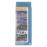 Sada policajných kovových áut s helikoptérami