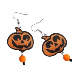 Náušnice tekvica na Halloween s oranžovou perličkou