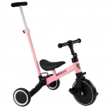 Trojkolesový bicykel s rúčkou ružový