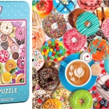 Puzzle v plechovej krabičke Donutová oslava 1000 dielikov EUROGRAPHICS