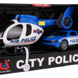 Policajná sada helikoptéra a auto so svetlami a zvukmi