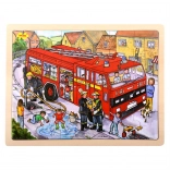 Bigjigs Toys drevené puzzle Hasiči 24 dielikov