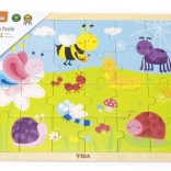 Drevené puzzle VIGA – lúka, 24 dielikov