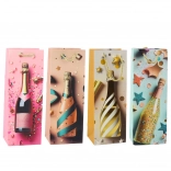 Papierová darčeková taška na fľašu Šampanské pastel 35 × 12 × 9 cm