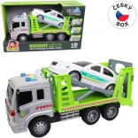 Auto odťahovka s autom na setrvačník so svetlom a zvukom