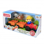 Traktor s vlečkou hrajúci a blikajúci