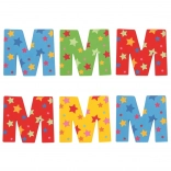 Farebné drevené písmeno Hviezdička M