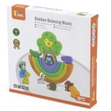 drevená balančná dúha s figúrkami – kreatívna montessori stavebnica Viga