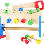 Drevený pracovný stôl a box s náradím 2v1 small foot