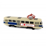 Kovová retro električka PRAGUE T3 16 cm s otváracími dverami