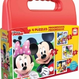 Puzzle v kufríku MICKEY MOUSE a priatelia 4v1