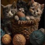 Diamantové maľovanie Mačiatka v košíku 30 × 40 cm