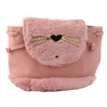 ružový detský plyšový batôžtek s uškami, nastaviteľný popruh, 22 cm, 4 l