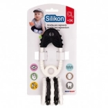 Hryzadlo so špendlíkom a príveskami, čiernobiele, 12 cm