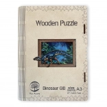 Drevené puzzle dinosaurus A3 svietiace v tme