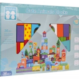 Sada drevených kociek Zvieratká 100 ks