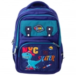 Detský školský batoh s motívom dinosaury, námornícka modrá 41x30x16 cm