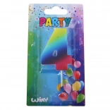 Párty sviečka číslo 4 dúhová