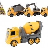 Plastové stavebné autíčko na zotrvačník 10 cm – 3 druhy, box 12 ks